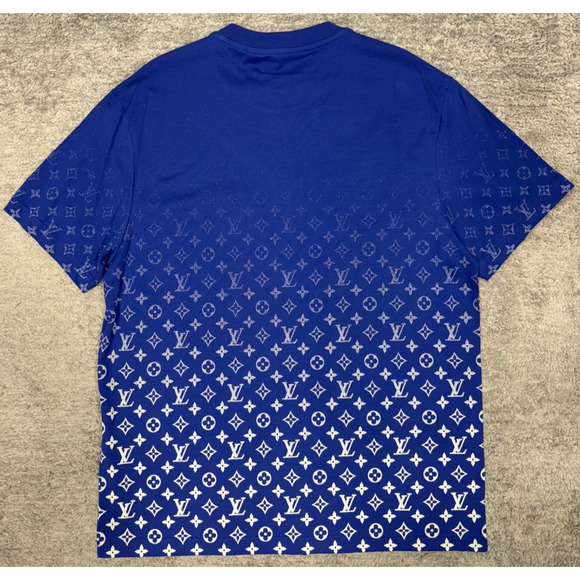 Louis Vuitton Monogram Gradient Blue White Logo Short Sleeve T-Shirt Large L - Picture 10 of 15